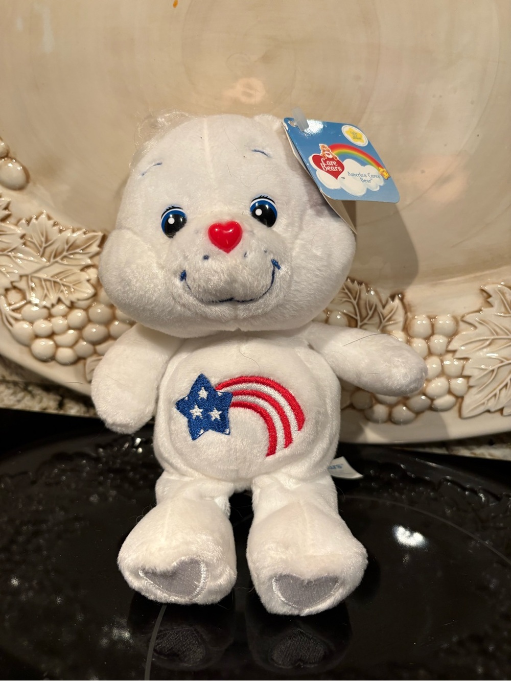 2002 20th Anniversary 8" America Cares Bear Carlton Cards Care Bears Beanie-250!